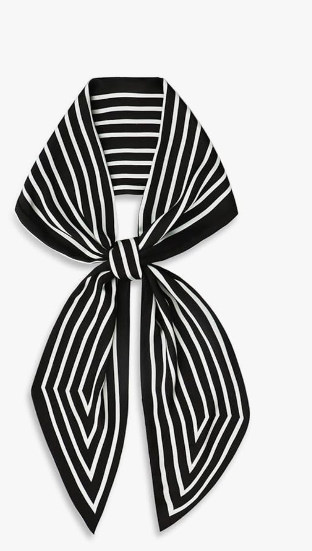 stripe neck scarf in black/white combo