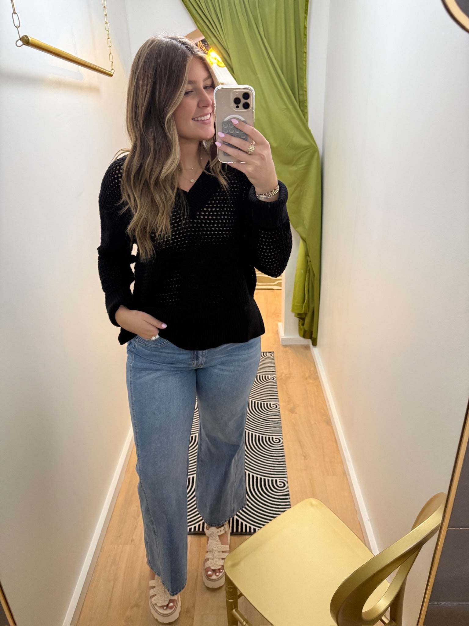 six fifty cameron crochet v-neck sweater