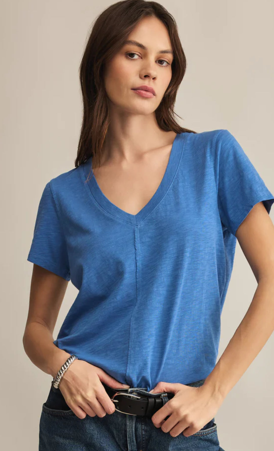 z supply asher v-neck tee in riviera blue