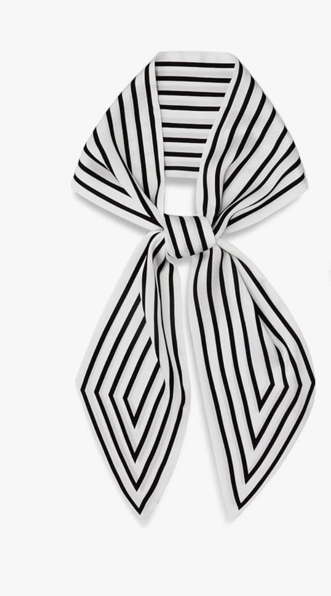 stripe neck scarf in white/black combo