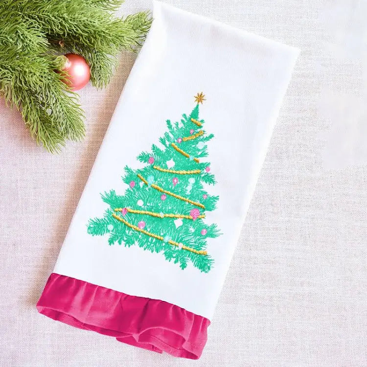mary square whimsical tree tea towel