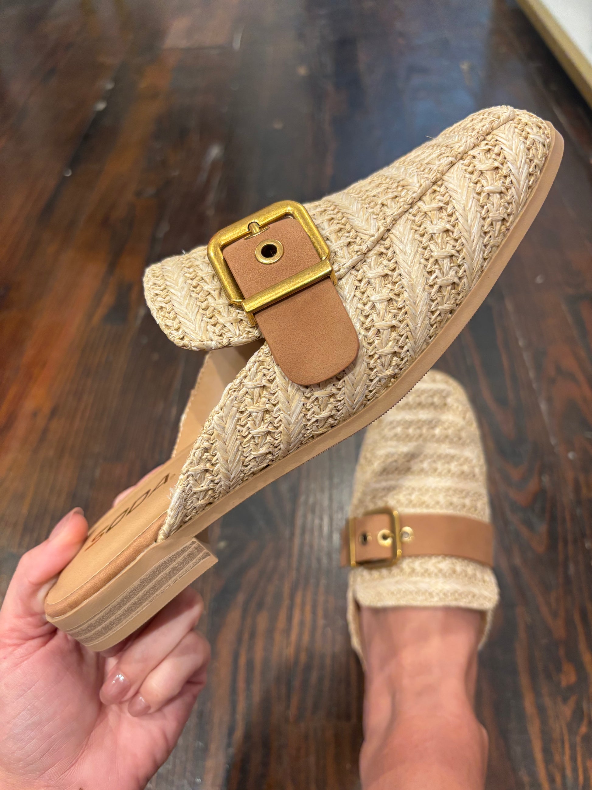 chantal mule in natural raffia