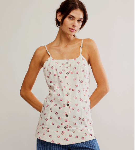 free people maddie printed tunic in ivory combo