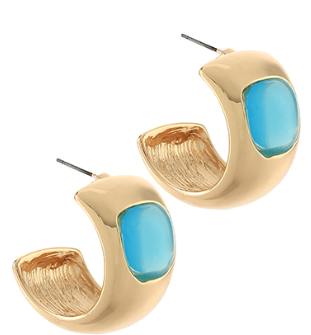 stone accent wide hoop