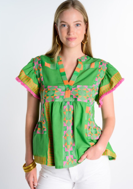 ivy jane tiered woven top in green