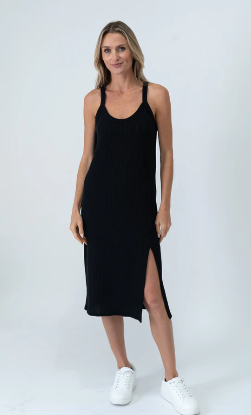 six fifty urban rib tank dress in black