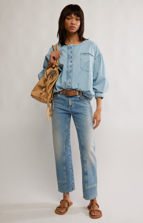 free people denim dreaming pullover