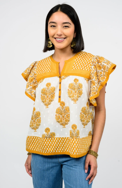 ivy jane patched patterns top in gold