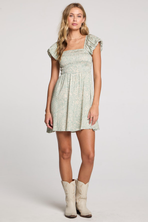 saltwater luxe ashlyn mini dress in sage