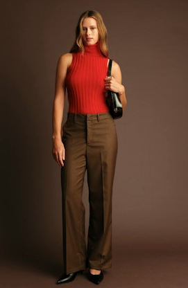 deluc ben turtleneck knit top in red