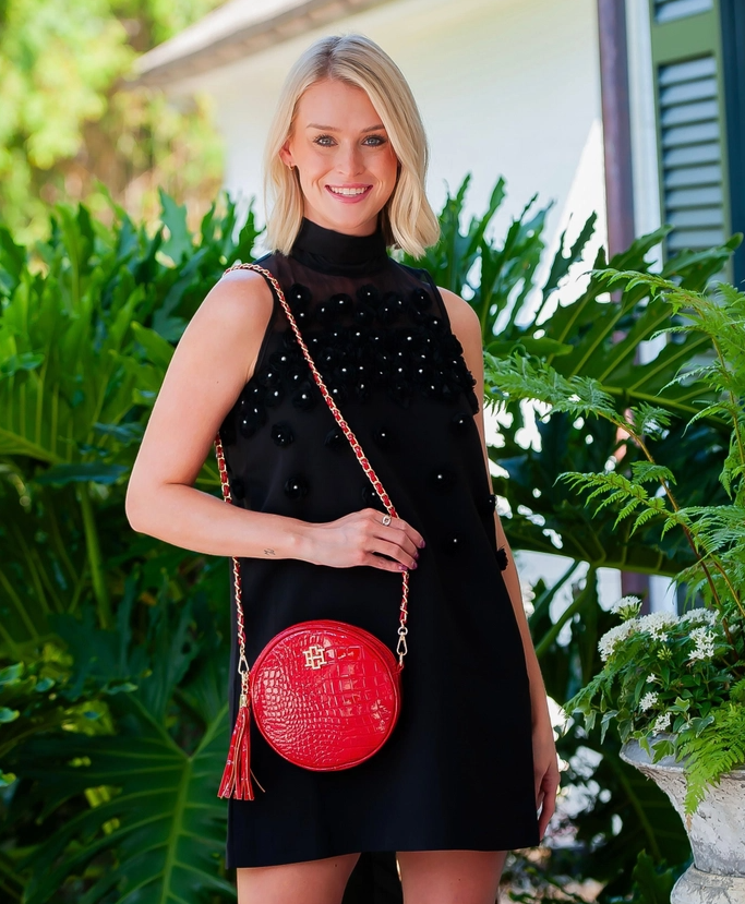caroline hill cece crossbody in red patent