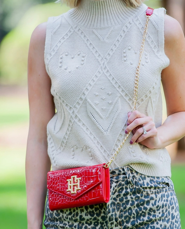 caroline hill carlington clutch in red patent