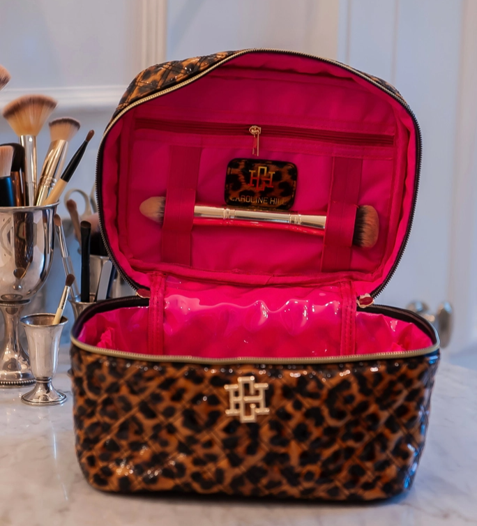 caroline hill hampton train case in spotted patent