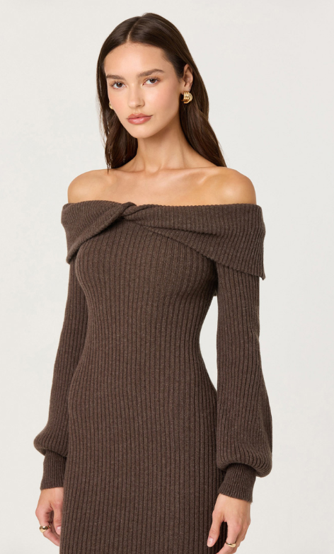 astr tilde sweater dress in walnut