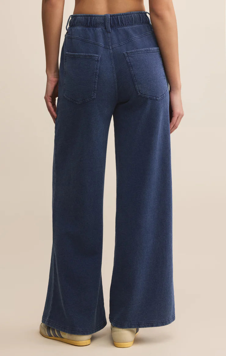 z supply entourage knit denim pant in indigo