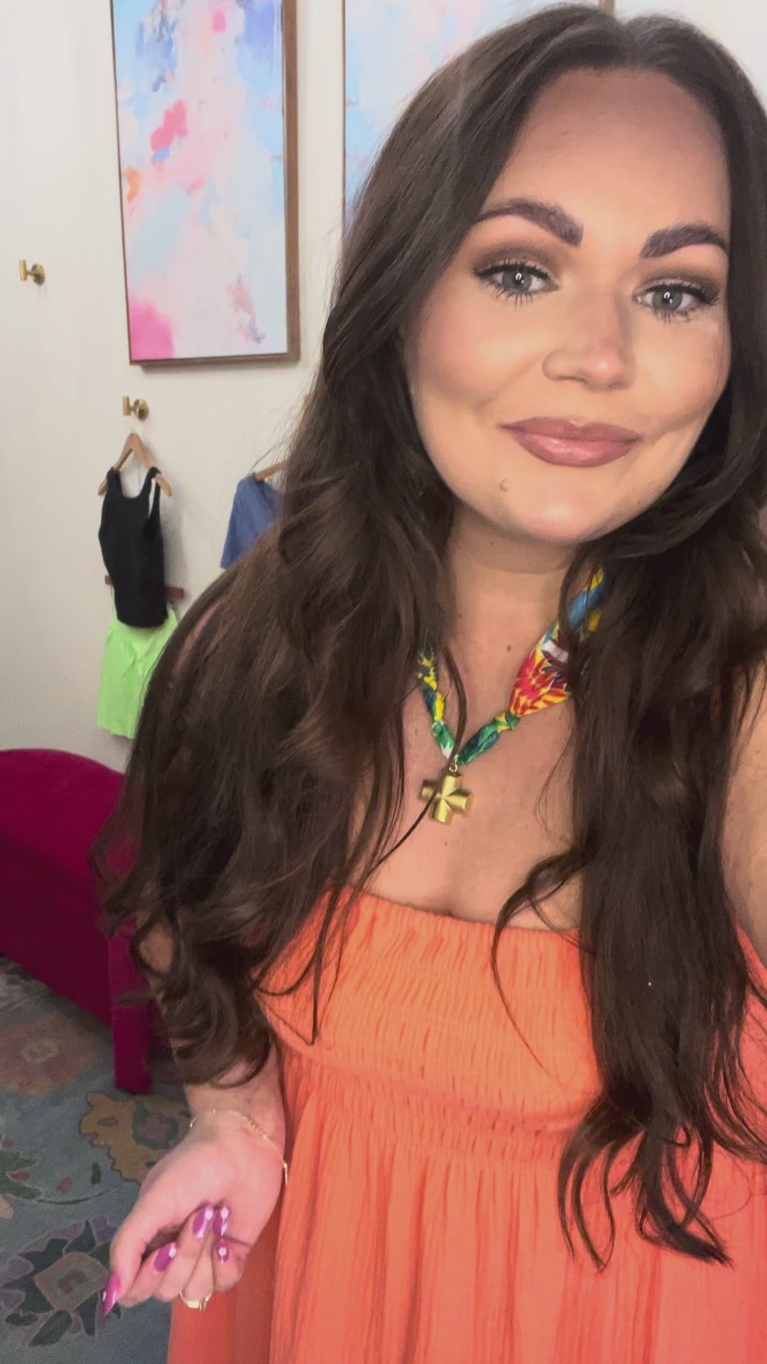 dex tie back maxi dress in orange sunset