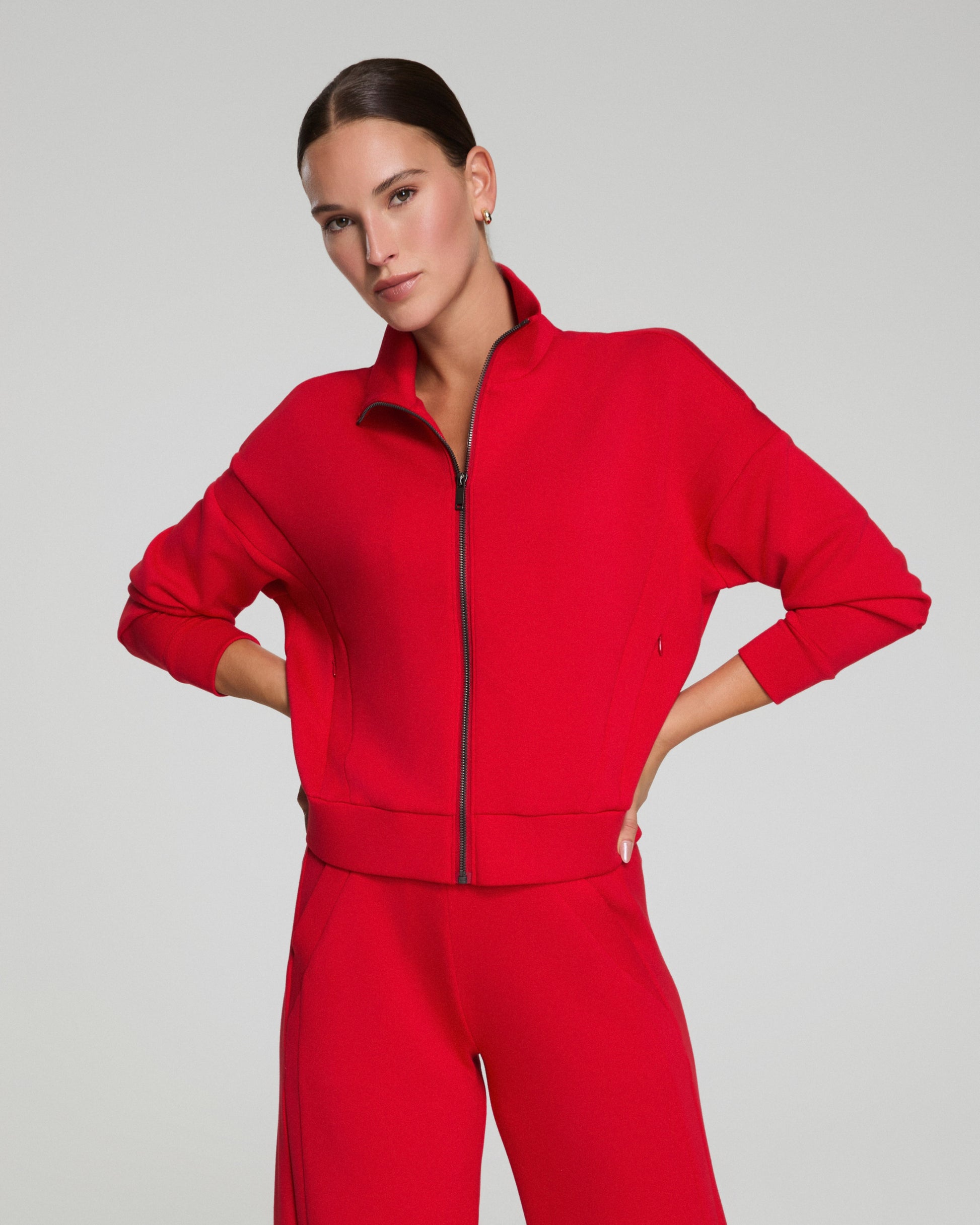 spanx air essentials track jacket in red