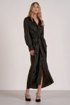 elan long sleeve wrap maxi dress in black