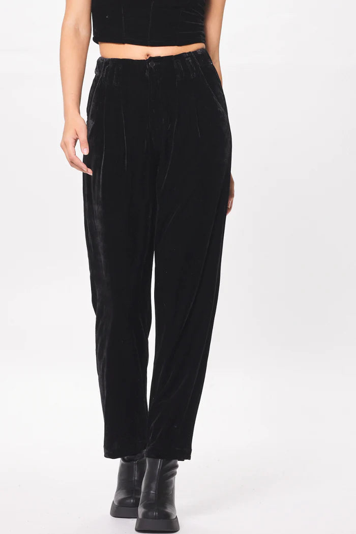 vintage havana velvet trouser in black