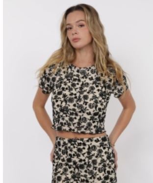 sage analogue nostalgia short sleeve cropped top