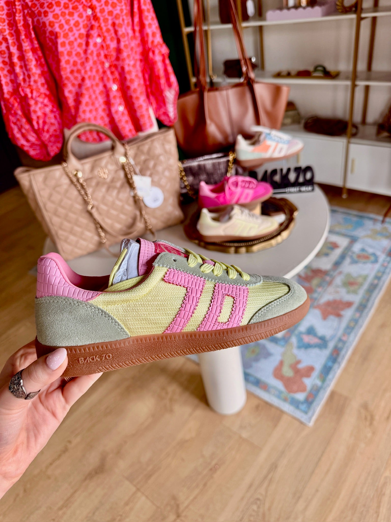 back 70 ghost in light yellow, green, and pink