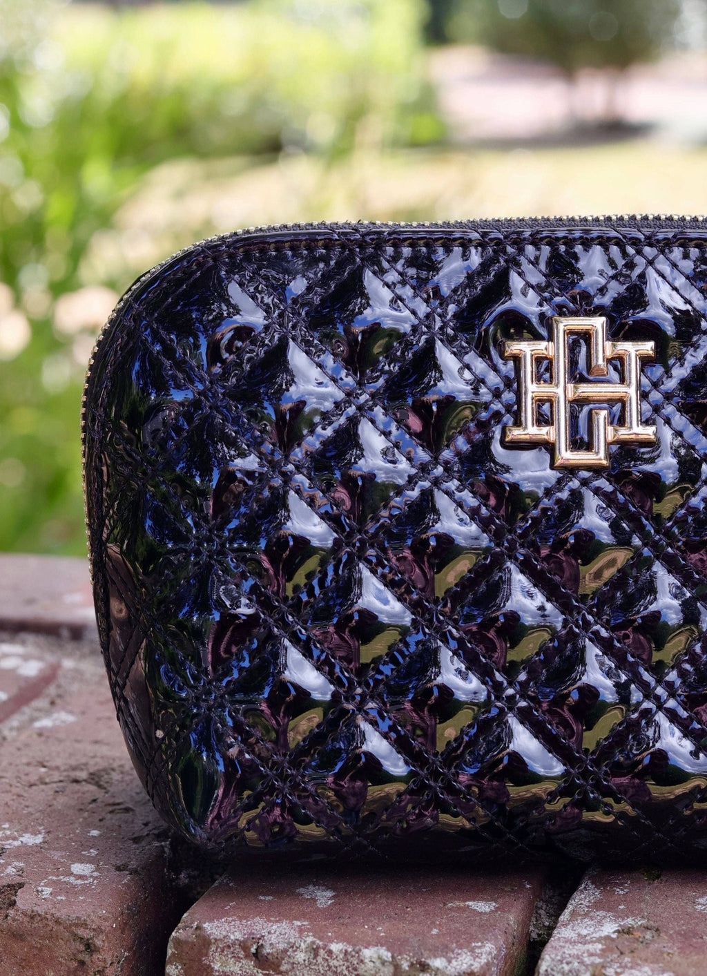 Caroline Hill Ibiza Small Pouch in Black Patent