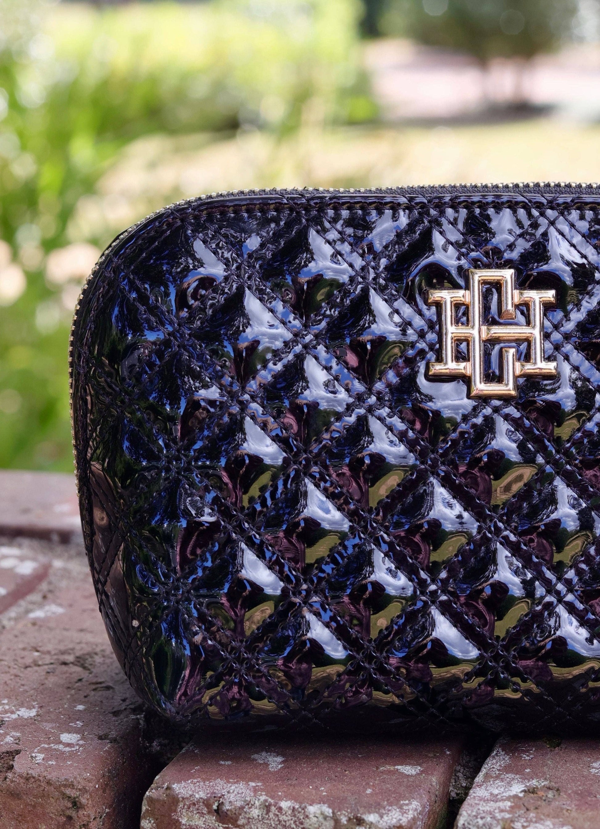 Caroline Hill Ibiza Small Pouch in Black Patent