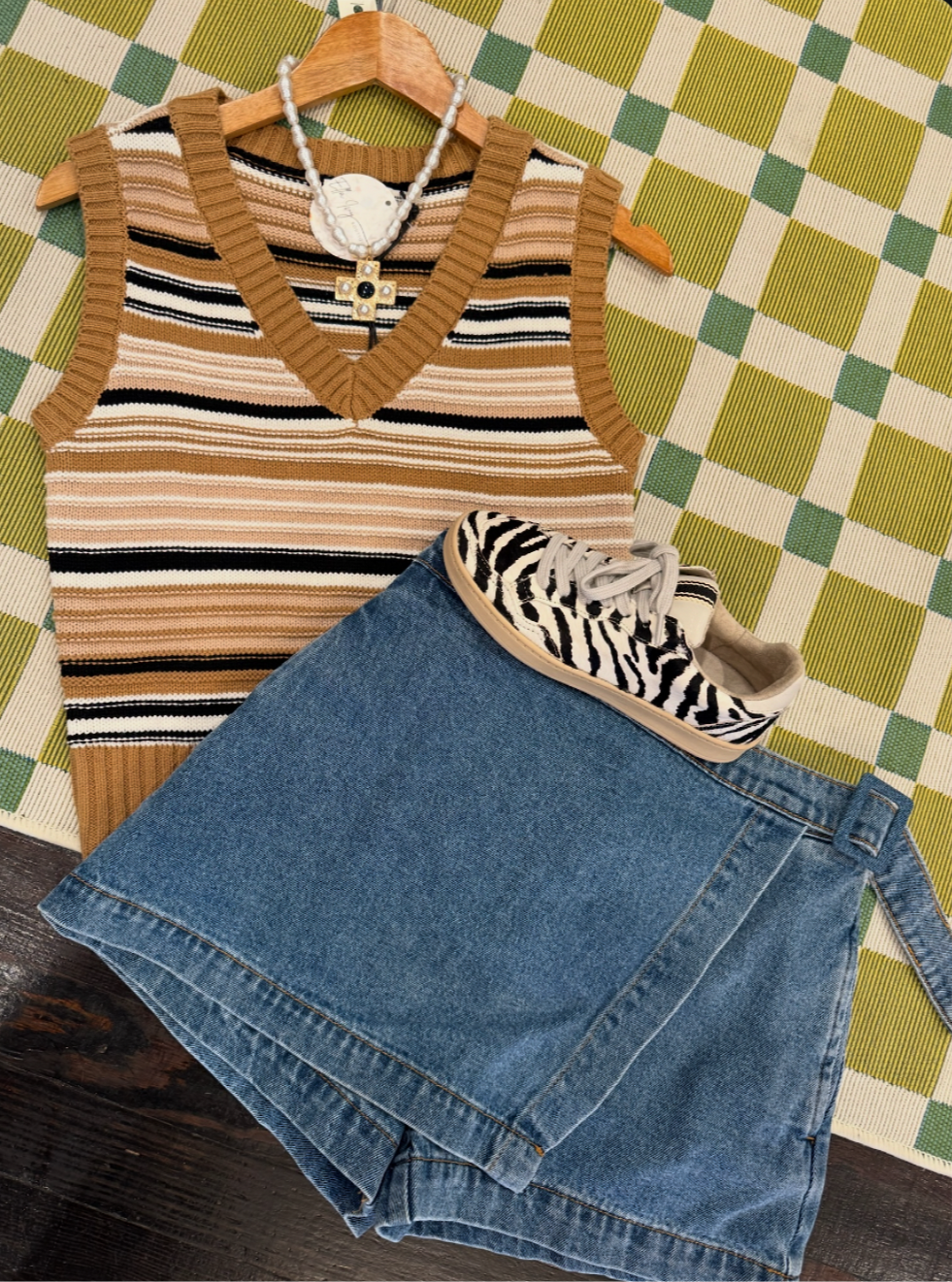 karen striped sweater vest in multi color