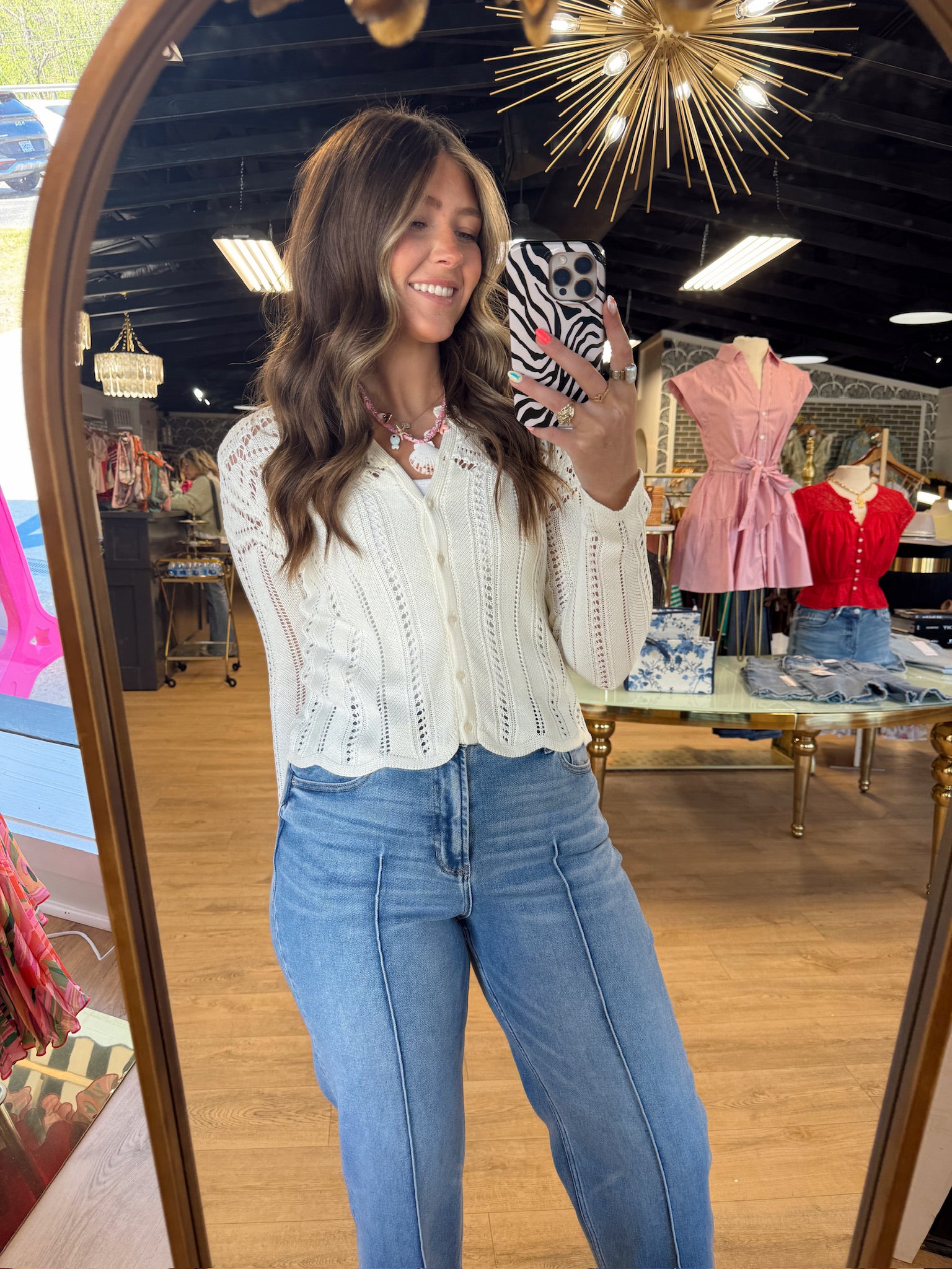 z supply alycia crochet sweater in cloud