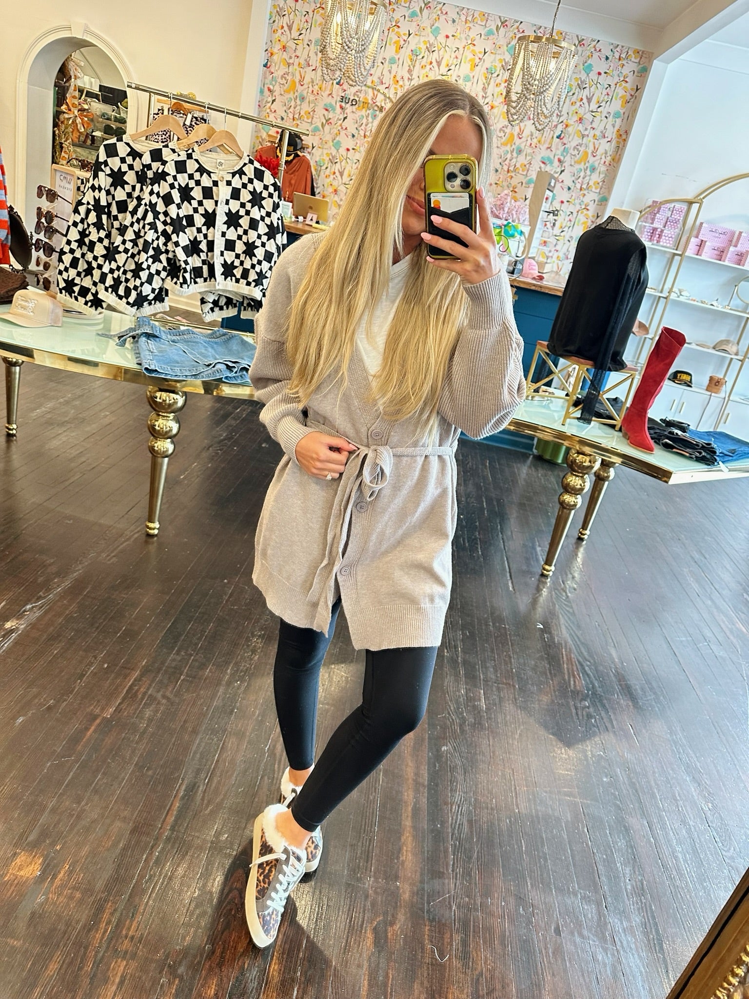 deluc ross cardigan in taupe