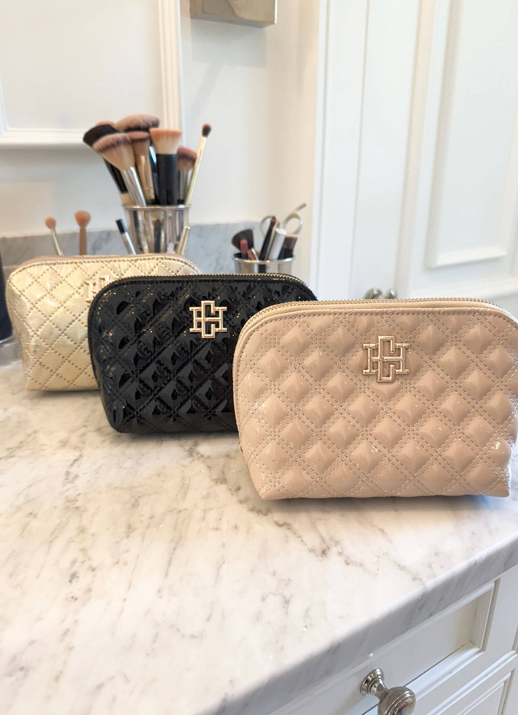 Caroline Hill Ibiza Small Pouch in Nude Patent