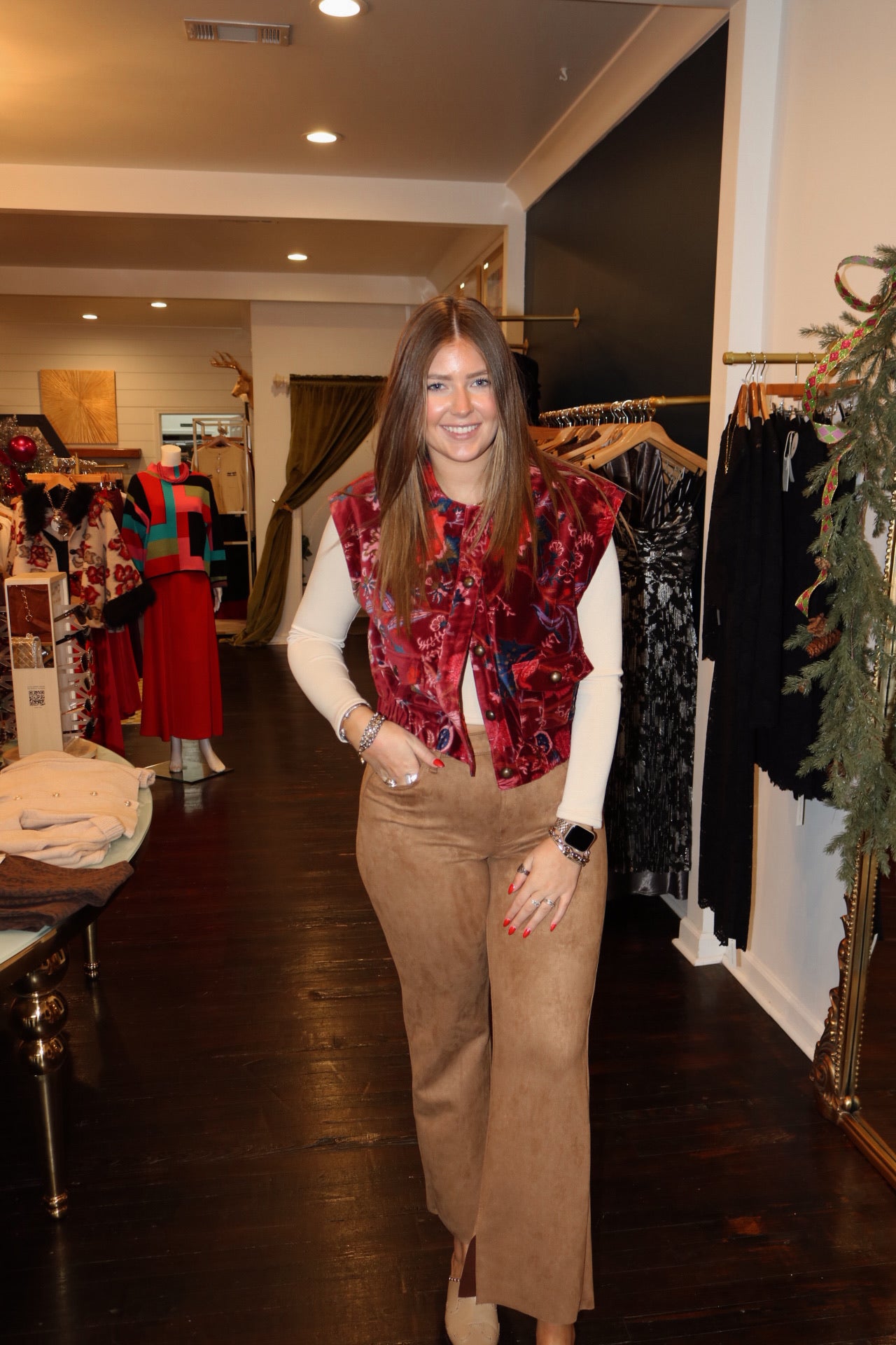 Ivy jane velveteen vest in wine