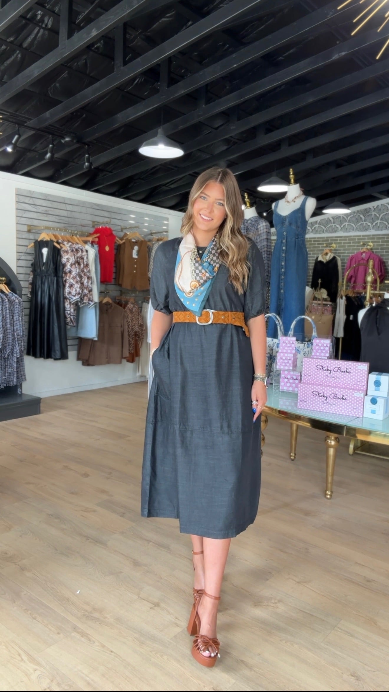 uncle frank denim tiered dress