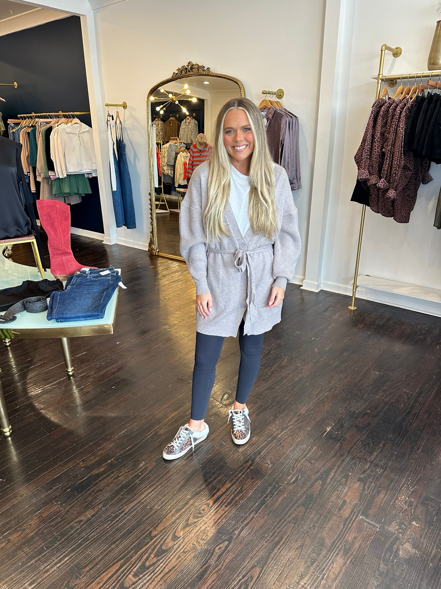 deluc ross cardigan in taupe