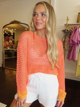 Load image into Gallery viewer, dex crochet sweater in orange sunset