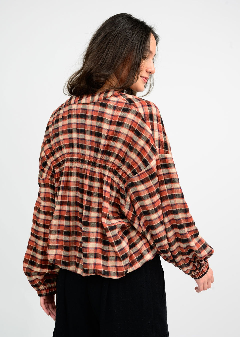 ivy jane zipped plaid jacket in rust