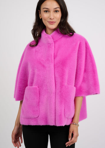 ivy jane faux capelet jacket fushia