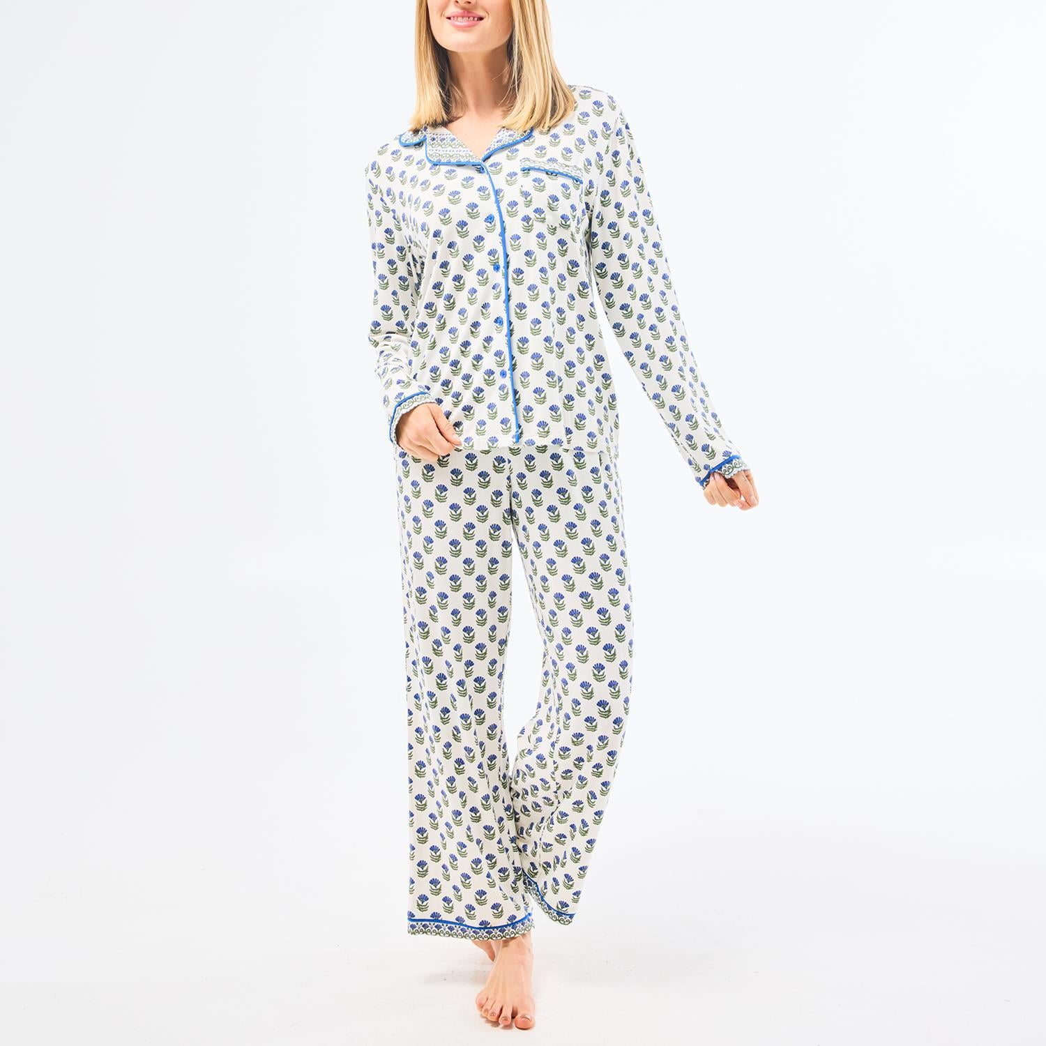 mary square pajamas in navy floral