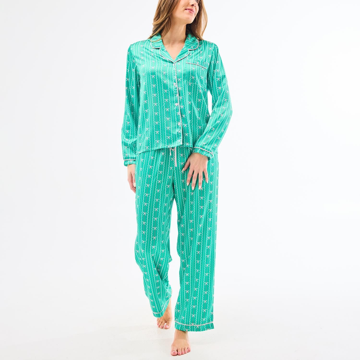 mary square charlotte "in a bow" pajamas in green