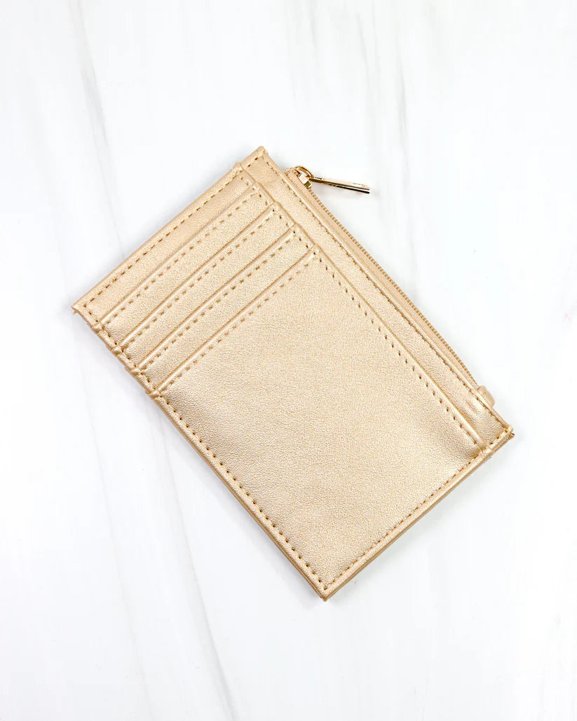 caroline hill molly zip card holder in gold