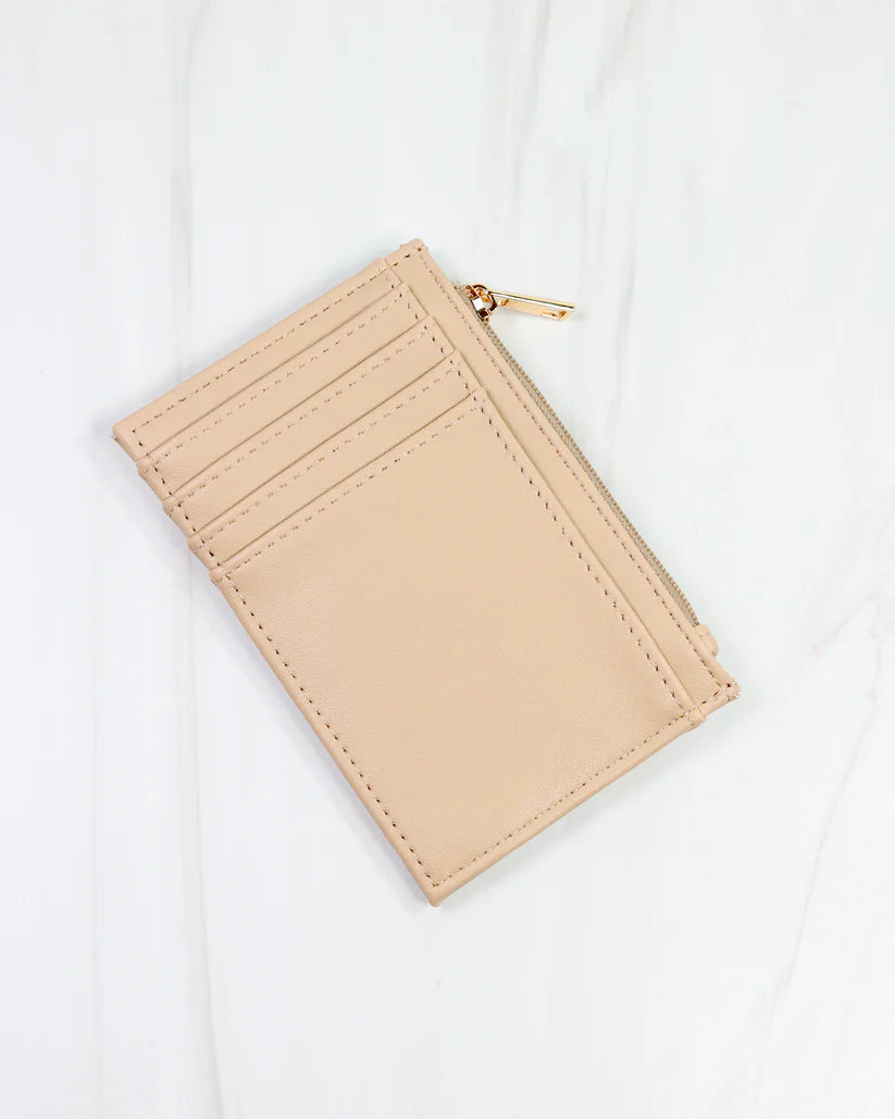 caroline hill molly zip card holder in nude