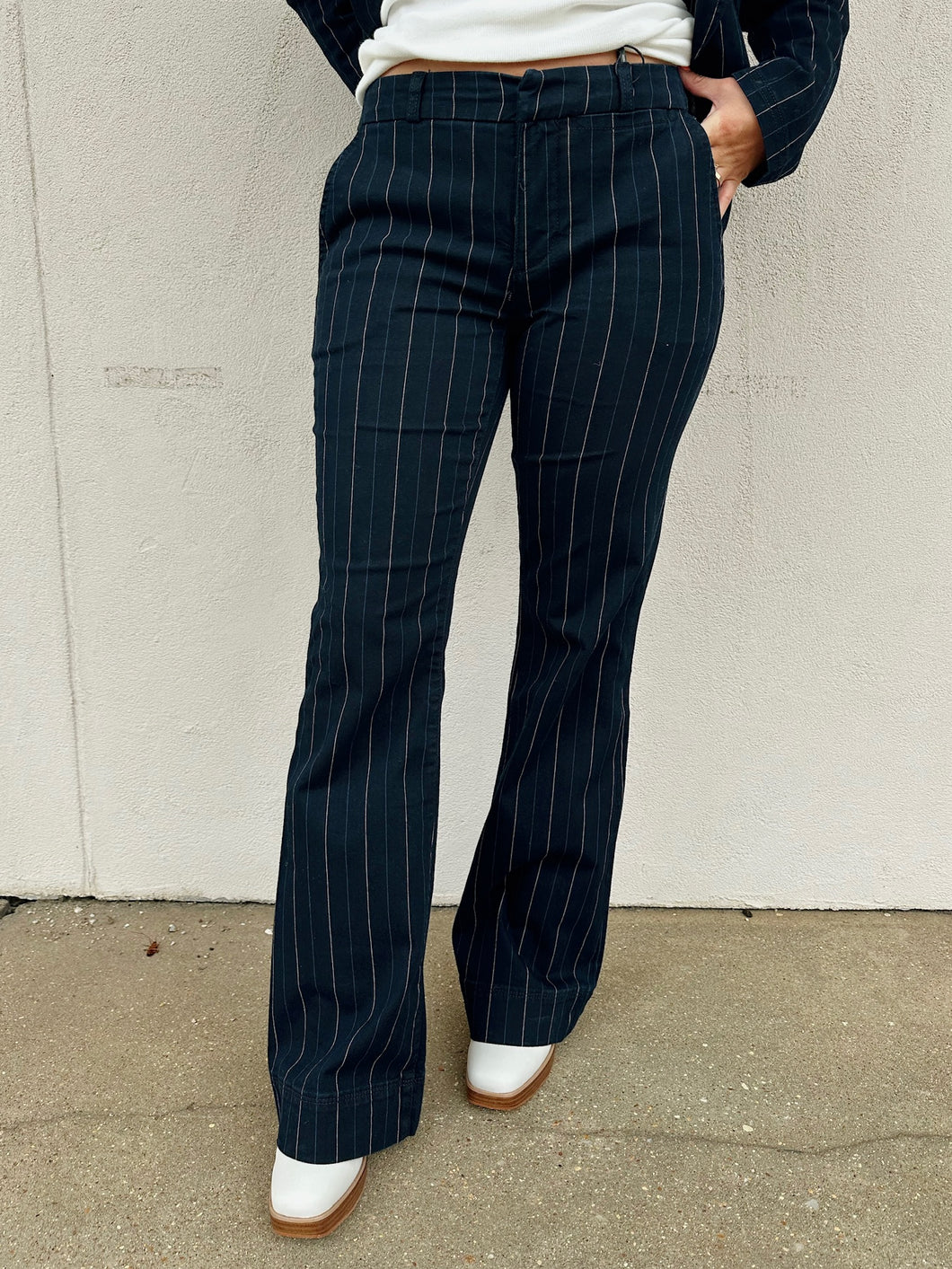 liverpool wide waistband trousers in lapis indigo