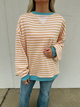 Load image into Gallery viewer, free people classic striped crew in latte combo