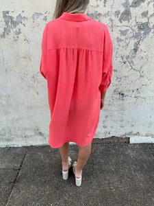 ivy jane collared dolman dress in coral