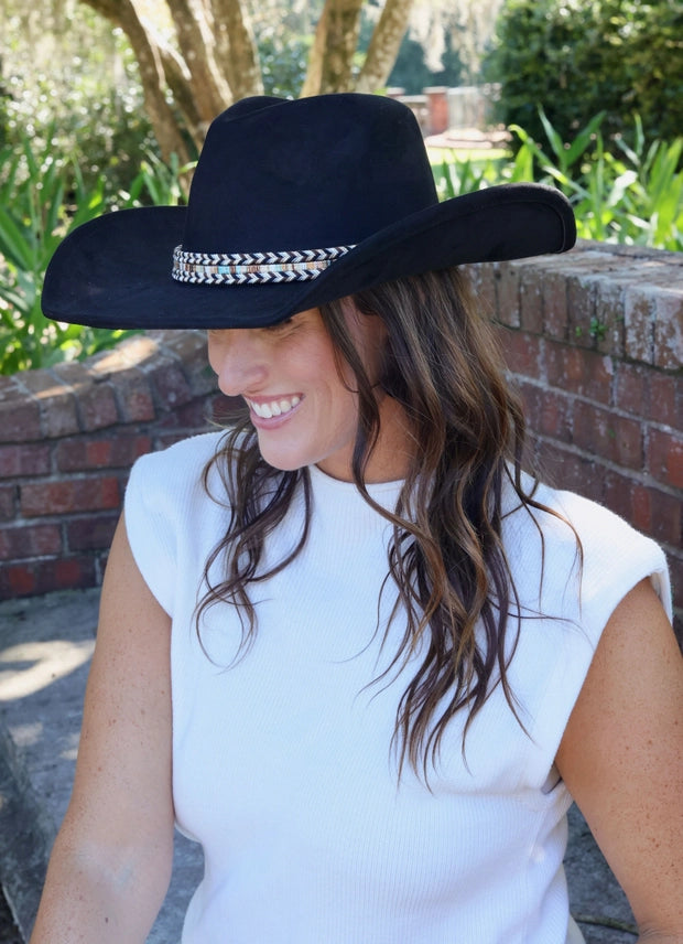 caroline hill rooney suede feel hat in black