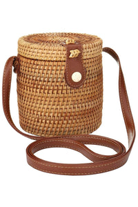 rattan straw basket shell crossbody bag