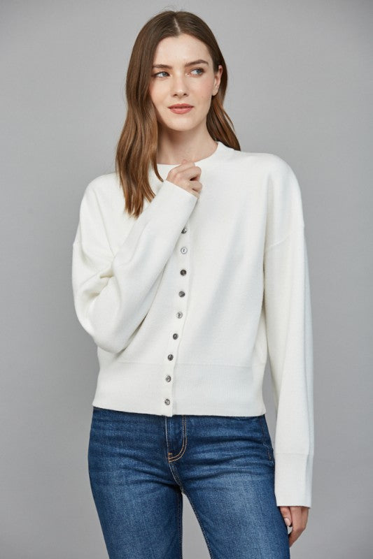cozy cardigan in winter white