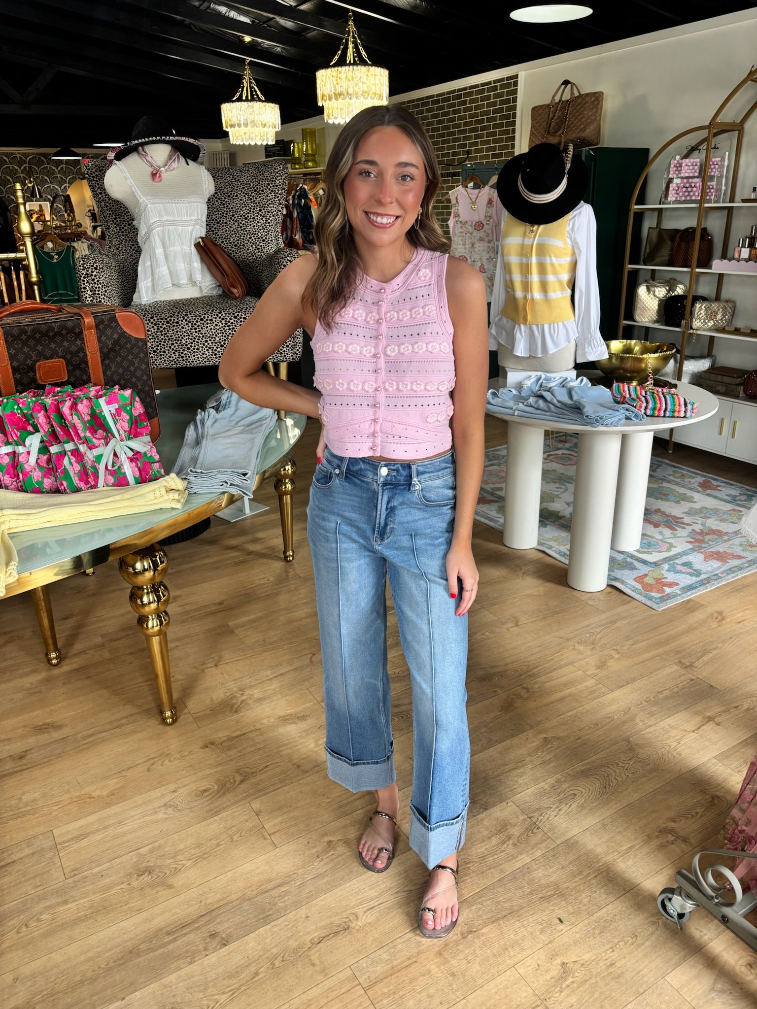 deluc malta knit vest in pink