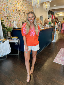 thml kate embroidery top in orange