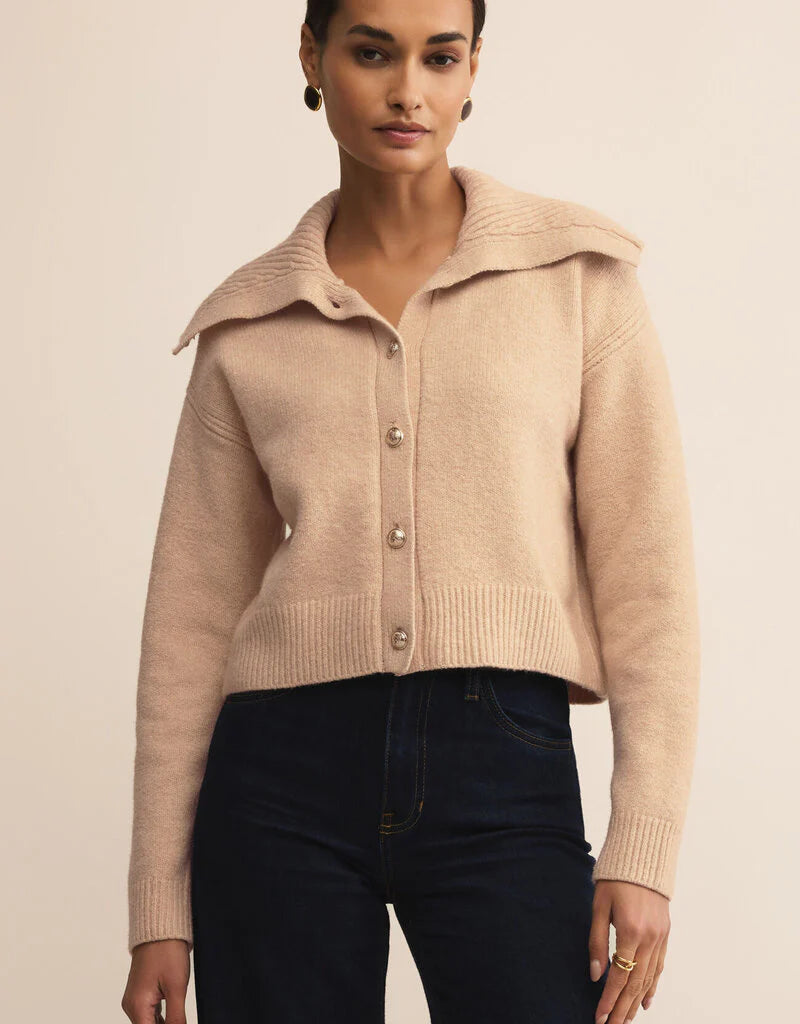 z supply holmen cardigan in macaroon
